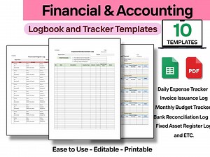 Finance & Accounting Logbook Spreadsheet Bundle | Google Sheet Editable and PDF Printable | 10 in 1 Business Trackers and Templates - Etsy Canada