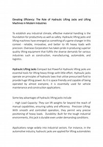 Elevating Efficiency: The Role of Hydraulic Lifting Jacks and Lifting Machines i - SlideServe