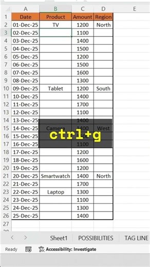 Fill Empty Cells Instantly 🚀 Excel Shortcut #excel #spreadsheetmagic #excelshorts #exceltips