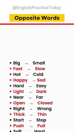 Learn English Vocabulary: Opposite Words for Beginners