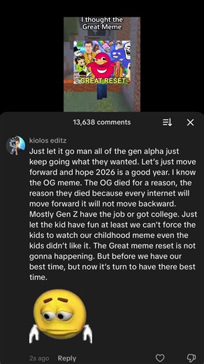 The meme reset is not gonna happening… #greatmemereset #oldtimes #forreal #reletable #fyp @yougplat “tried to great meme reset”