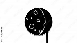 Black Eclipse of the sun icon isolated on white background. Total sonar eclipse. 4K Video motion graphic animation