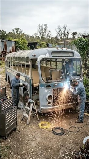 Old Rusty Bus Restored Like NEW! 😱✨ #satisfying #shorts #restoration
