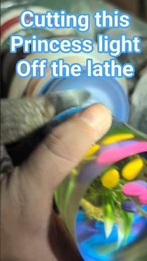 All polished up ✨ Cutting this Princess Night Light off the lathe for my daughter. #lathe #epoxy