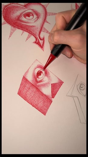 Sir Scrutiny on Instagram: "Im drawing like a tattoo artist again hello! This is the next partial addition to my first flash sheet that I’m creating, it’s part 2.5/5 of the ‘Eye Catching Flash Sheet © Sir Scrutiny 2026’. Cut me a lil slack this is definitely the first time using these new tool so graciously supplied to me by @inluminoheartink Although never compromising working in strictly red ink it’s my signature what can I say? ** If you want to give this ink machine and cartridges a try hit 