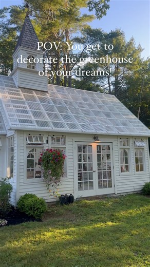 I’m so excited to share this beautiful greenhouse chapel that I designed and my amazing husband built! I still can’t believe it’s in my own backyard!! I’ve been collecting marketplace finds and antiques for a few years with this space in mind and now it’s here! • • #greenhouse #greenhouses #greenhousechapel #cottagegarden #gardendesign #gardeninspiration | Clark Cottage Gardens