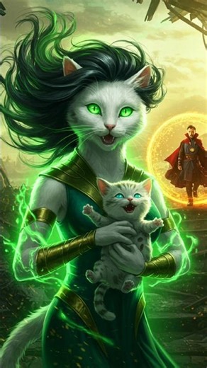 Doctor Strange Saves Hungry Kitten 🐱✨ | Emotional Cat Becomes Superhero Mom 💚 #shorts