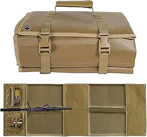 Shooting Mat, Extra Large Portable Shooting Mats Prone Padded, Tactical Non-Slip Waterproof Roll Up Shooting Mat with Pockets, Bipod Holder, Molles for Range Shooting Rifle Hunting