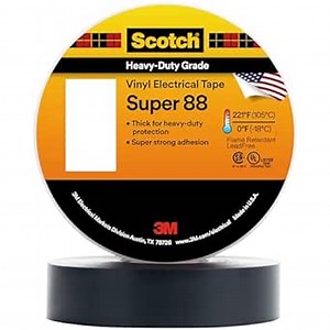 3M Scotch Vinyl Electrical Tape Super 88, 1-1/2 in x 36 yd (108 ft), Black, 1 Long Roll, Premium Grade, Rubber Resin Adhesive, PVC Backing, All-Season Heavy Duty Electric Tape