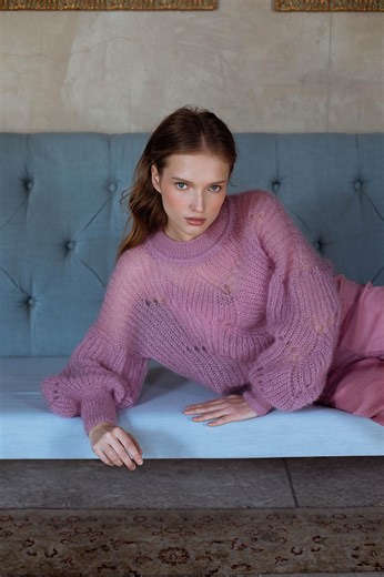 Pink Mohair Sweater Women Handmade, Soft Mohair Knit Sweater, Romantic Knit Sweater, Lightweight Mohair Pullover - Etsy