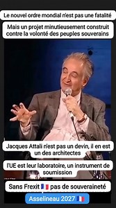 🤔Jacques Attali : Le "visionnaire" d’une Élite Clonée et Déconnectée 🌍⚡ Jacques Attali, cet INTELLECTUEL DÉCONNECTÉ, ...se présente comme le "visionnaire" d'un monde où une élite serait capable de se renouveler à l'infini par le clonage 🧬, ...pendant que des milliards d’individus seront condamnés à la pauvreté et à la survie dans un chaos social sans fin. Un futur qu’il imagine, non comme une menace, mais comme une évidence… ET IL CHERCHE AVEC D'AUTRES À L’IMPOSER. 😤💡 Le "Génie" derrière la
