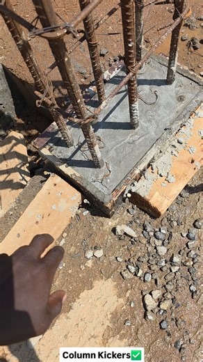 A concrete kicker is a small concrete step used at the bottom of columns or concrete walls to make sure that the correct position of columns or walls is maintained from floor slabs to slabs Advantages: 1. Maintains accurate column and wall dimensions between slabs. 2. Prevent the movement of longitudinal reinforcement of columns. 3. Allow concrete cover uniformity. Helps in maintaining of vertical alignment of column. 4. Make installation of column formworks easier and faster. Captured in the fo
