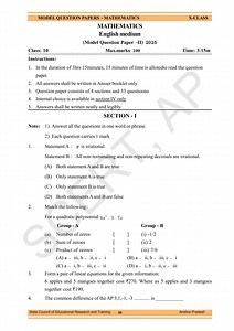 MODEL QUESTION PAPERS - MATHEMATICSX-CLASSMATHEMATICSEnglis... | Filo