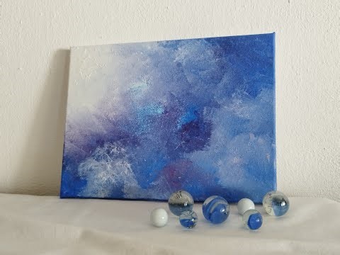 💙🤍💙 Abstract Art | Acrylic painting with sponge | Art Therapy🤍💙🤍