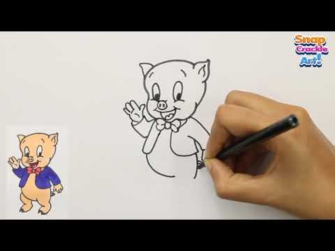 How To Draw Porky Pig Step By Step | Looney Tunes