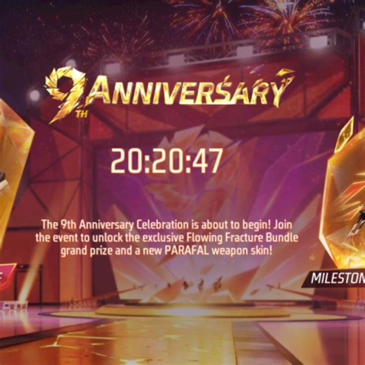 Hours left until the 9th Anniversary of Free Fire and Garena dropped a new Luck Royale 🥳#freefire...