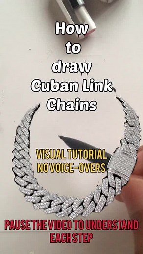 How to draw a Cuban link chain🥶⛓...thank you for watching and comment below