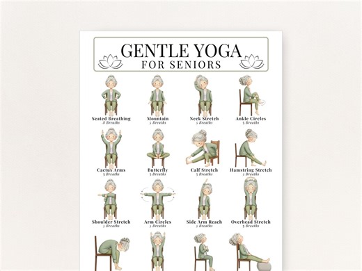 Seated Exercises for Seniors, Gentle Yoga for Seniors (sitting Down), Chair Yoga for Older Adults, Printable PDF, Download in Four Sizes - Etsy