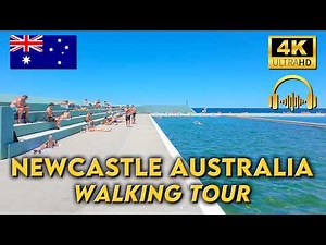 WALKING TOUR NEWCASTLE AUSTRALIA | Exploring The Beaches and City Streets | 4KUHD | Binaural 🎧