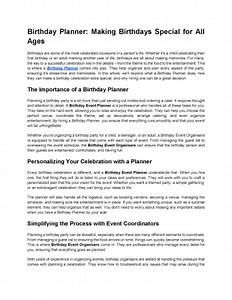 Birthday Planner_ Making Birthdays Special For All Ages