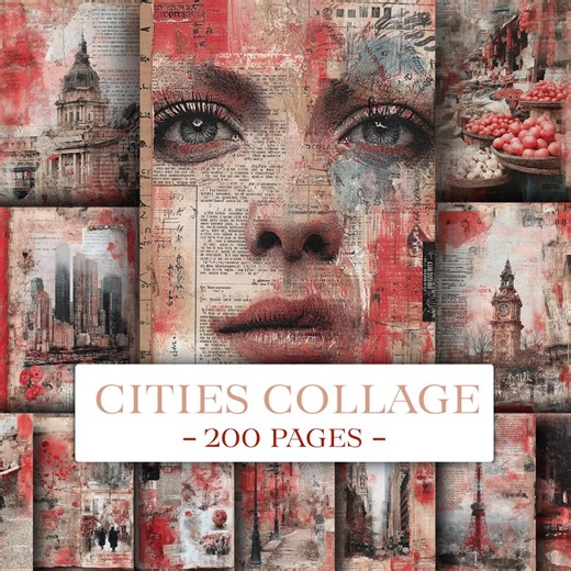 Cityscape Collage PNG, Urban Digital Art, 200 Pages Printable (digital Download) - Etsy