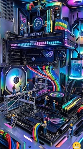 Tiny Workers Build a Futuristic Gaming PC 🔥🖥️. #aivideo #miniworkers #gamingpc