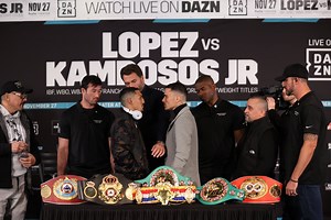 Lopez and Kambosos at the final press conference