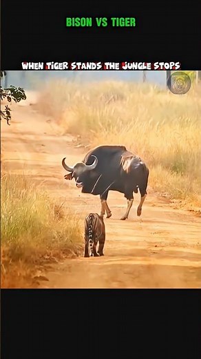 FEARLESS TIGER VS GIANT BISON #tiger#bison #tigervsbison #trendingshorts #viral #viralshort #wild