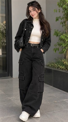 🖤 BLACK CARGO PANTS OUTFIT IDEAS | TRENDY STREET STYLE LOOKBOOK 2026 ✨