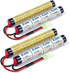 Zeee 9.6V Airsoft Battery 1600mAh NiMH Battery with Mini Tamiya Plug High Power RC Battery for Airsoft Guns(2 Pack)