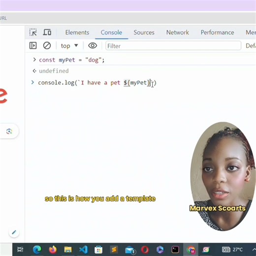JavaScript Tutorial For Beginners 💻💻💻 --- The Template Literals 💻💻💻 #javascript #softwaredeveloper #webdeveloper #softwareengineer #softwaredevelopment #project #webdevelopment #LearnToCode #programming #jadexartsacademy | Jadexarts Academy