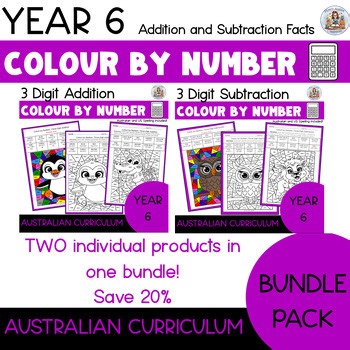 Colour By Number Partitioning Three-Digit Addition & Subtraction 6th Grade