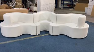 Modern Style White Leather Sofa for Sale Curved Sectional Sofa Set for Public Area