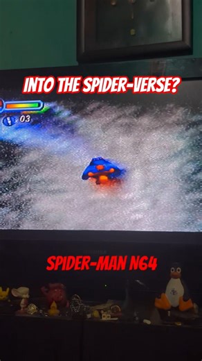 Into the Spider-verse? Spider-Man looks in the mirror #Spider-Man #N64 #retrogaming #spiderman