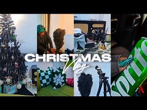 DECORATING MY BLACK CHRISTMAS TREE 🎄& My Home For The Holiday Diaries Vlog 🍀 ✨️ 🖤