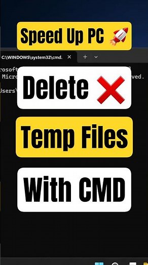 Speed Up PC 🚀 Delete Temp Files with CMD