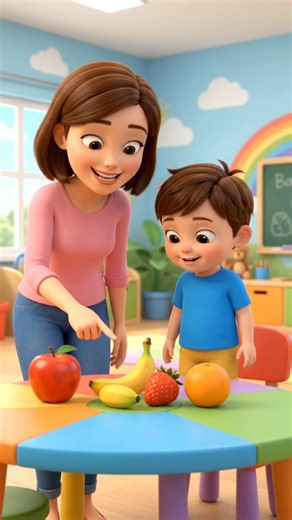 Learn 4 Fruits 🍎🍌🍓🍊 | Fruits for Kids #shorts #kidslearningworld #kidseducation