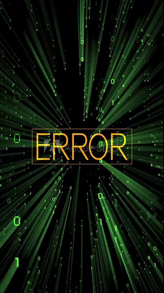 Error word with matrix style binary code in background - 3D 4k vertical animation (2160 x 3840 px)