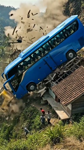 mobil bus ke atas rumah😱😱 #busoleng #funny #ai