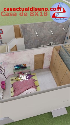 CASAS de 8x18 de 2 PISOS y 3 DORMITORIOS #arquitectura #casasecologicas #casa