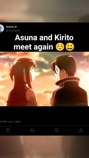 Asuna and Kirito meet again 😀😁 #anime #animeshort #animeart
