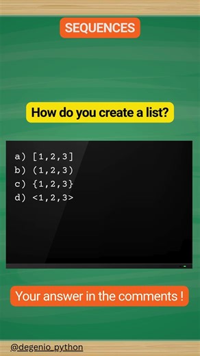 python quiz on sequences 15. Create a list!