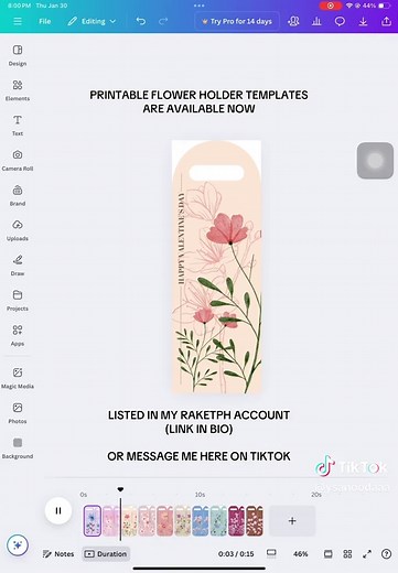 10 Printable Flower Holder Template for Valentine’s Day made by lysadigitals ✨ #canva #canvatemplates #valentinesday #flowerholdertemplate #flowerholder #editabletemplates #flowerbouquet #paperflower #bouquet #cardholderforbouquet