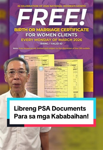 Libreng PSA Birth Certificate para sa Kababaihan