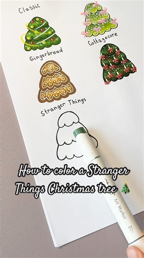 How to draw / color a Stranger Things Christmas tree #coloringtutorial #art #ohuhumarkers #drawing