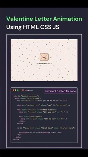 valentine letter animation using #html #and #css or javascript #webdevelopment #coding #video
