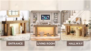 Unikito 39" Entryway Table with Socket and Sensor Light, Narrow Console Table with Storage Behind Couch, Farmhouse Entryway Table for Hallway, Behind the Couch, Living Room, Foyer