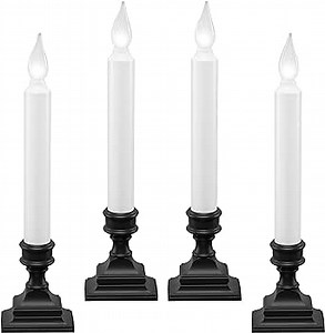 612 Vermont LED Battery Operated Window Candles with Timer, Bright Hot Spot, VT-1506A-4 (Pack of 4, Antique Bronze)