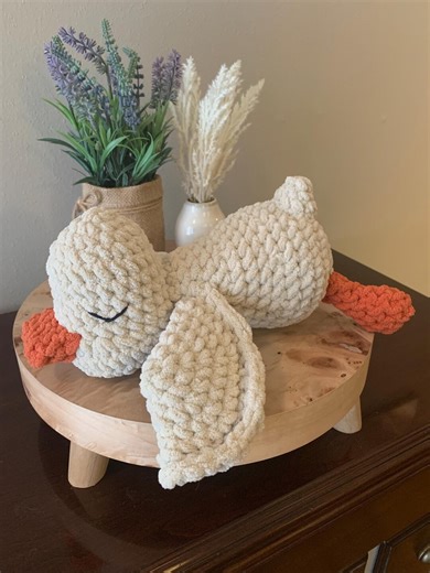 Handmade Sleepy Duck Plushie – Soft Blanket Yarn Stuffed Animal - Etsy
