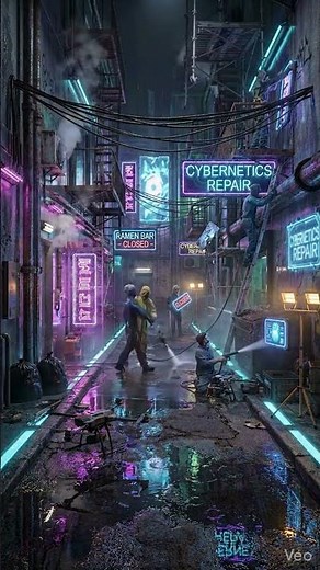 Futuristic Cyberpunk Alley Transformation 🌆 Neon City Cinematic Timelapse 4K